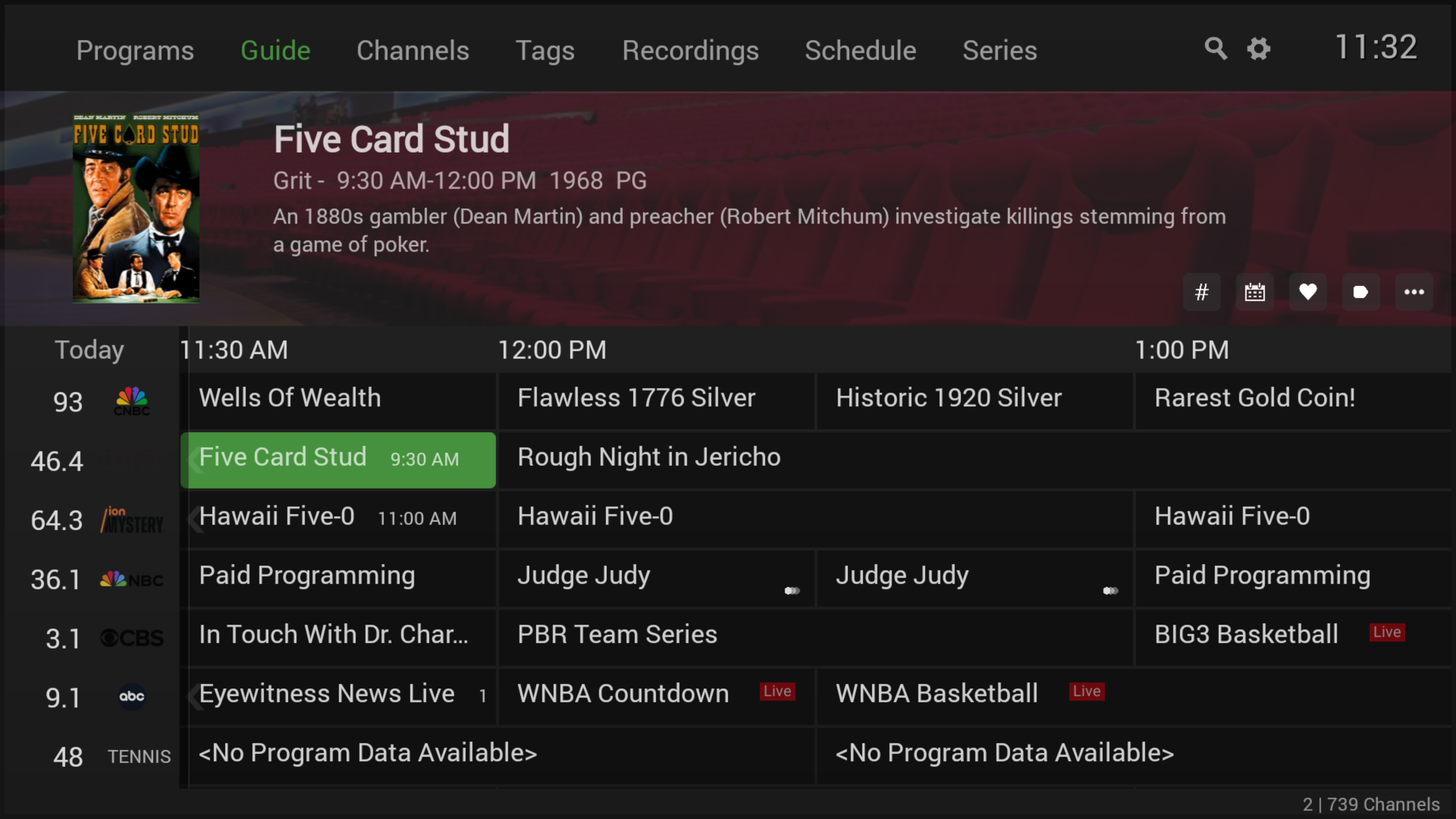 Live TV channel guide in Emby for Android TV