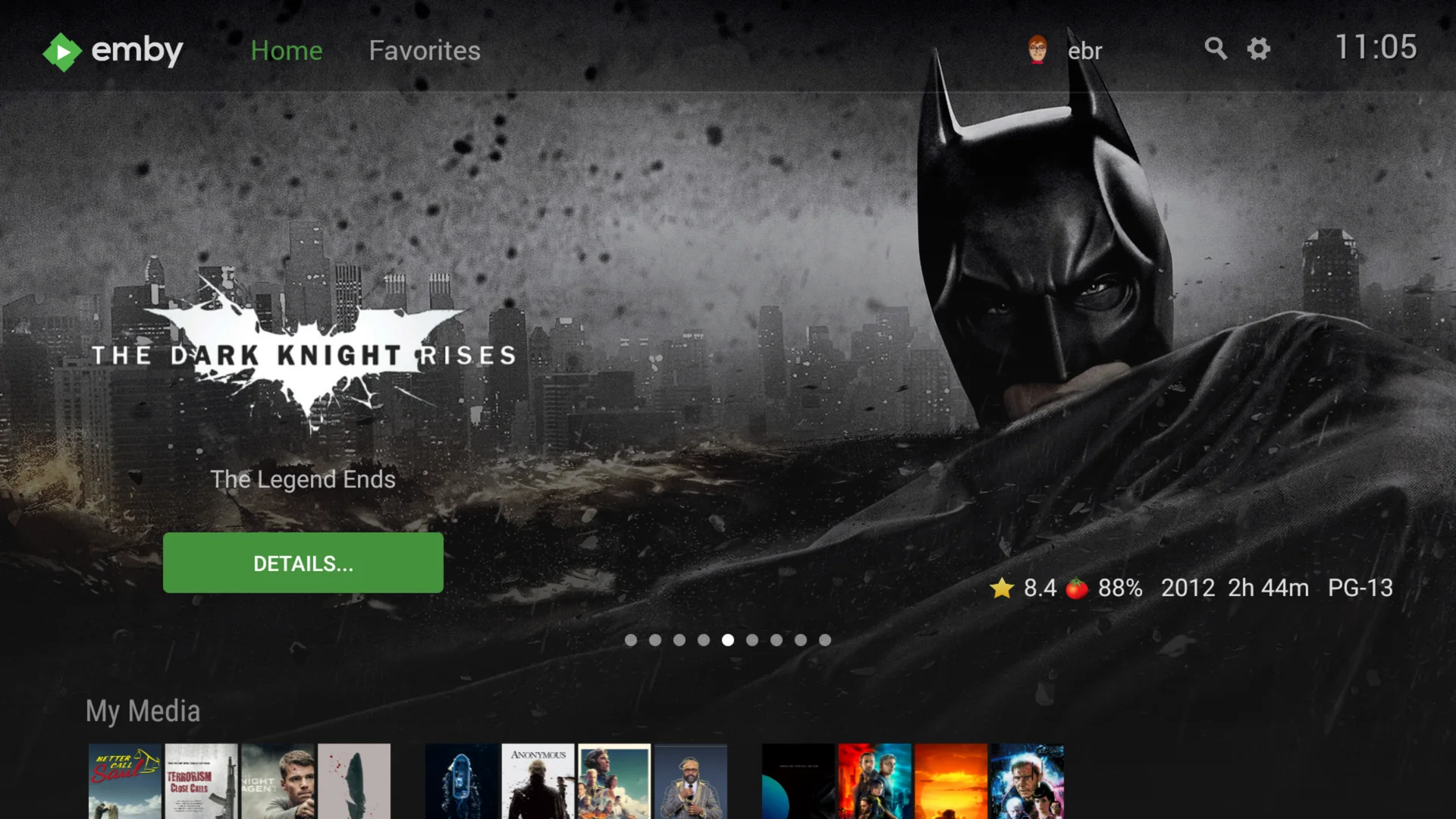 Emby for Android TV home screen